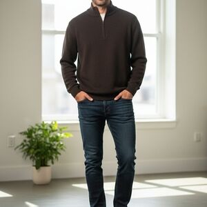 St. John Men's Dark Brown Zip-Up Sweater